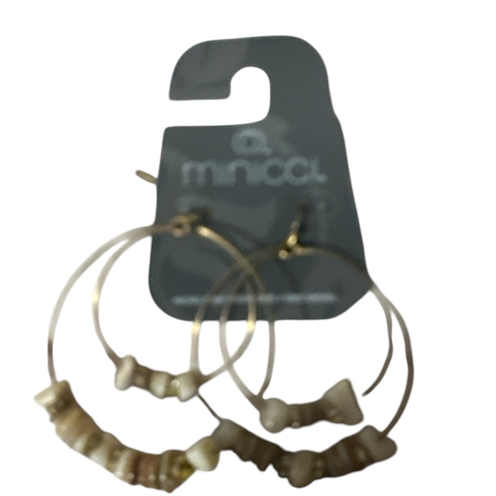 NWT Minicci nickel free beautiful gold hoops with glass beads diamonds